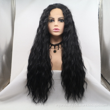 Vigorous mono long premium high quality afro kinky curly wholesale black women synthetic hair wigs lace front